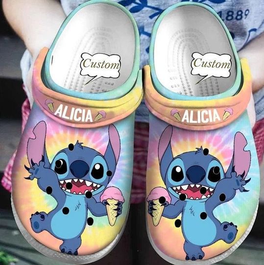 Stitch And Lilo Ice Cream Gift For Fan Classic Water Rubber Clogs Shoes
