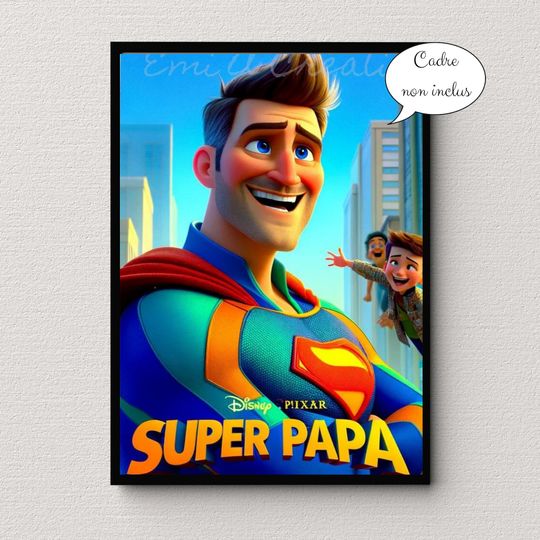 Discover Disney Style Poster, Super Dad Poster, Father's Day Gift