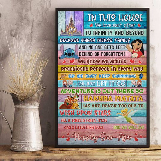 Disneyland In This House We Poster, Stitch Poster, Disneyland Magic Kingdom Poster