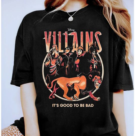 Retro Disney Villains Group Shirt, Scar Evil Queen Maleficent