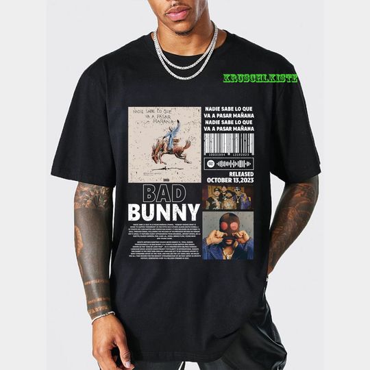 Bad Bunny Vintage 90s T-shirt - Bunny Bootleg Rap Shirt - Most Wanted 2024 Tour