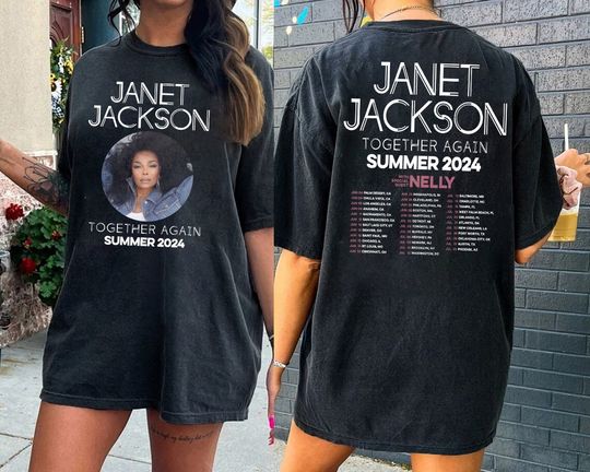 Discover Janet Jackson Together Again Tour 2024 2 sides T-Shirt, 90s Vintage Janet Jackson