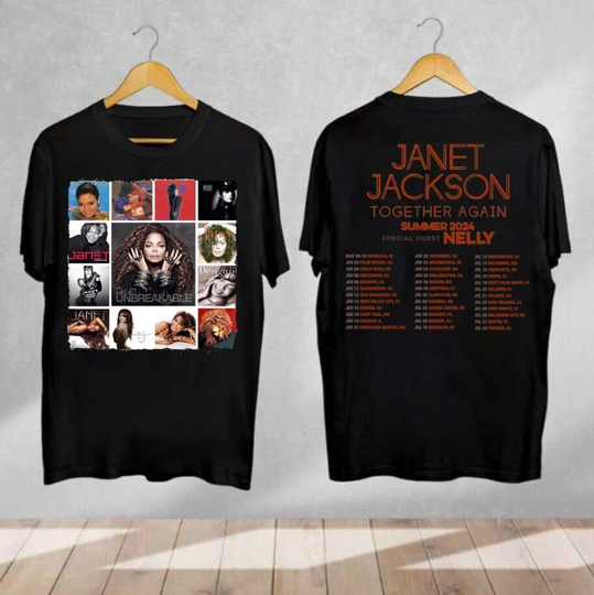 Discover Vintage Janet Jackson Together Again Tour 2024 T-Shirt Double Sides For Fans