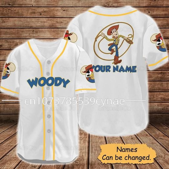 Discover Disney Brand Toy Story Woody Streetwear Summer Beach Baseball Jersey