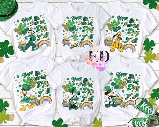 Mickey And Friends Balloon Shamrock St Patrick's Day Vintage T-shirt, Disney Happy Saint Patrick Matching