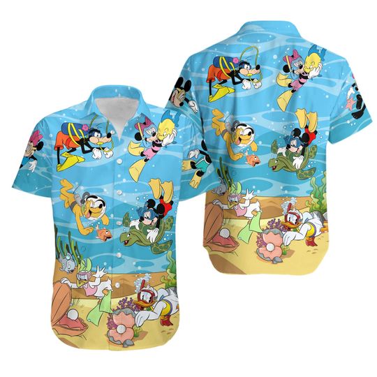 Dive Mickey And Minnie Mouse Hawaiian Summer Shirt | Mickey And Friends Family Vacation