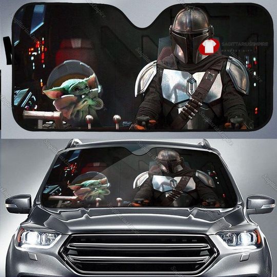 Baby Yoda And Darth Vader Car Sun Shade, Star Wars Car Sunshade