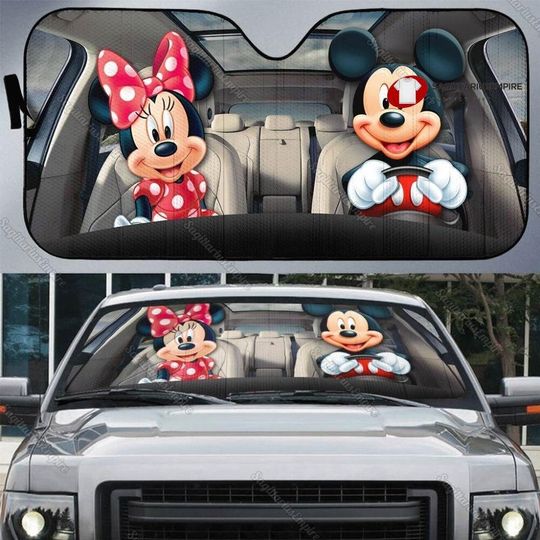 Mickey Mouse And Minnie Mouse Car Sun Shade
