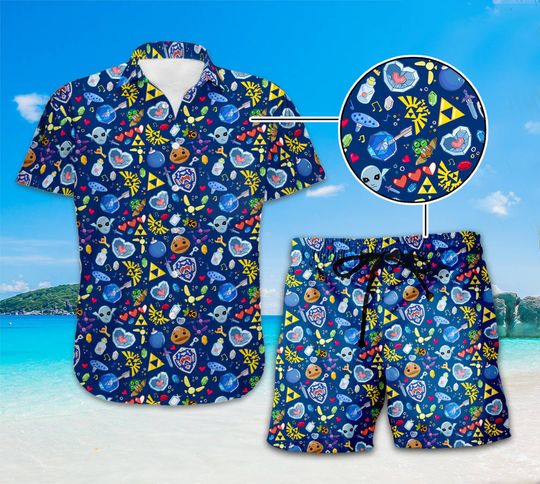 The Legend of Zelda Hawaiian Shirt | Zelda Tears of the Kingdom Summer Trip Family Hawaiian Shirt | Video game Tropical Hawaii Shirt