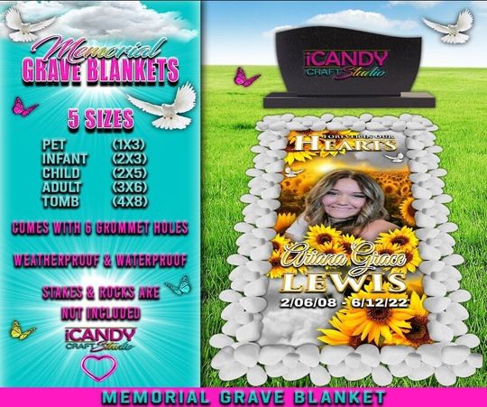 Sunflower Themed Grave Blanket, Memorial Grave Blanket, Grave Marker