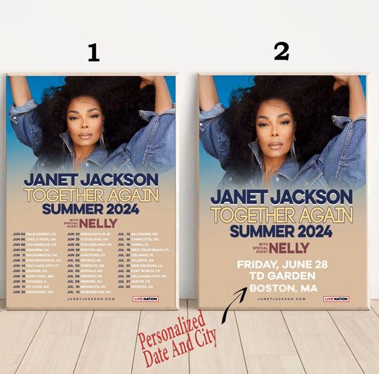 Custom Janet Jackson 2024 Together Again Spring and Summer 2024 Tour Poster