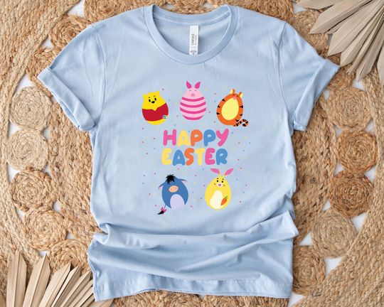Disney Easter Winnie The Pooh Shirt, Disney Characters Happy Easter Shirt, Disneyland 2024 Family Easter Shirt