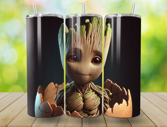 4 Images Baby Groot 20oz Tumbler with Lid and Straw