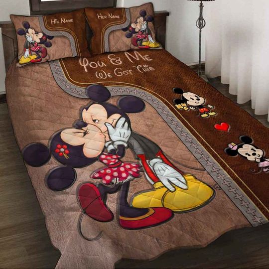 Discover Personalized Mickey And Minnie Disney Bedding Set, Cartoon Bedding