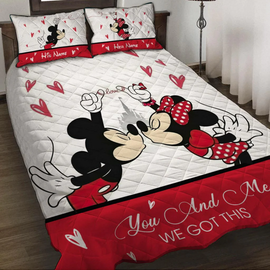 Discover Personalized Mickey And Minnie Disney Bedding Set, Cartoon Bedding
