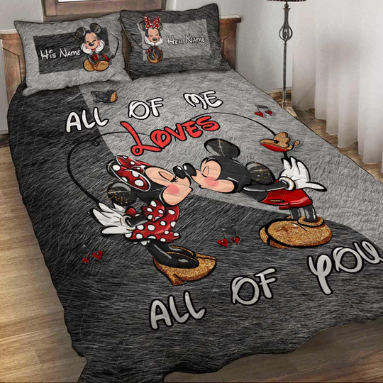 Discover Personalized Mickey And Minnie Disney Bedding Set, Cartoon Bedding