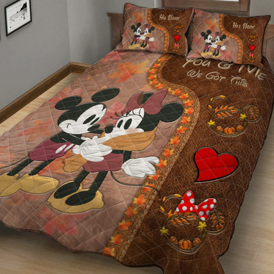 Discover Personalized Mickey And Minnie Disney Bedding Set, Cartoon Bedding