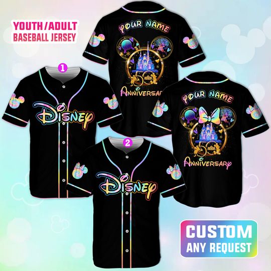 Personalized Disney 50th Anniversary Baseball Jersey, Custom Name Disney