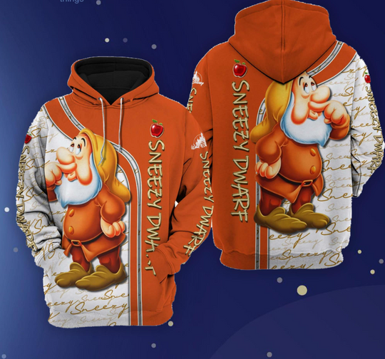 Sneezy Dwarf Snow White And Seven Dwarfs Movie Fans Hoodie 3D Printed