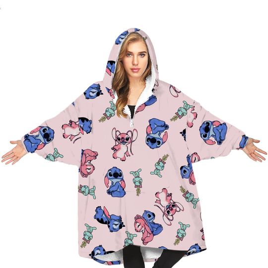 DISNEY ANGEL STITCH SNUDDIE Hooded Oversized Blanket Hoodie