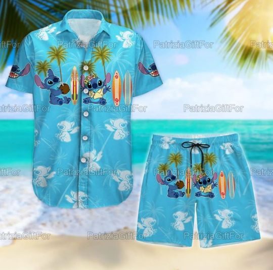 Discover Stitch Disney Hawaiian Shirt And Shorts, Disney Aloha Set