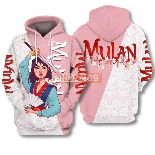 Disney Princess Mulan Warrior Pink 3D Hoodie
