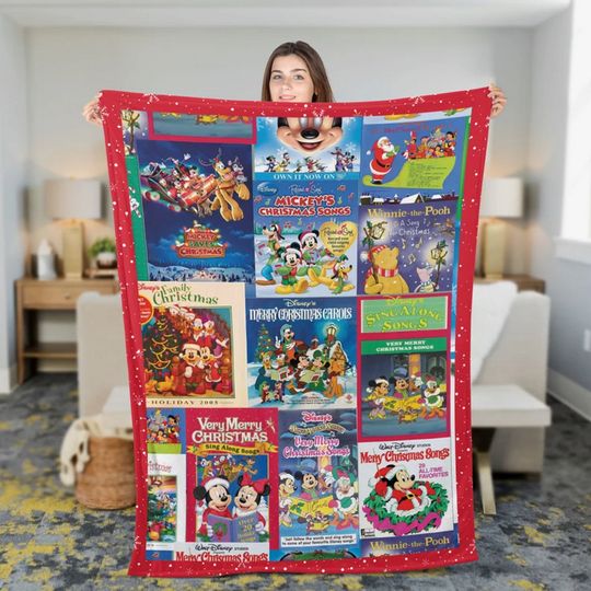 Christmas Carol Song Mickey Mouse Blanket, Disney Collection Christmas Carol Soft Sherpa Fleece Blanket