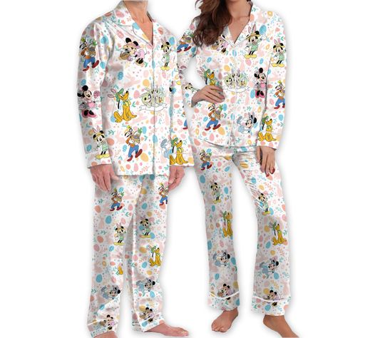 Funny Disney Easter Pajamas Mickey and Friends Adult Pajamas Sets