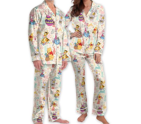Pooh Bunny Disney Easter Pajamas Happy Easter Adult Pajamas Sets
