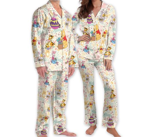 Floral Disney Easter Pajamas Winnie the Pooh Adult Pajamas Sets