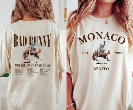 Discover Vintage Bad Bunny Most Wanted Tour 2024 Shirt, Bad Bunny Nadie Sabe Shirt