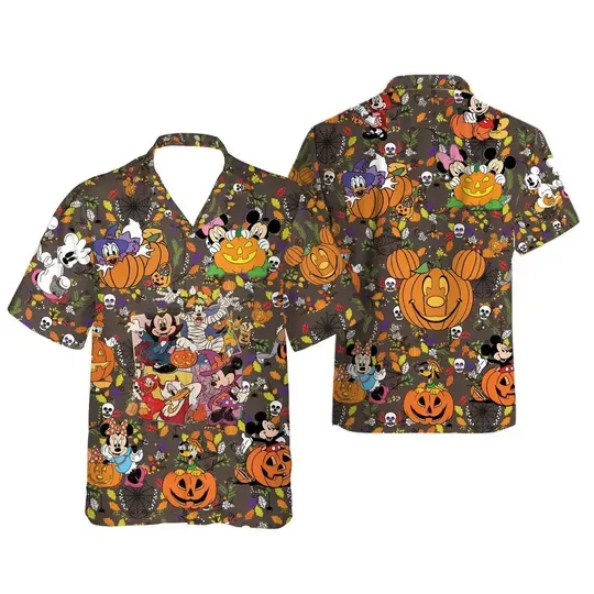 Discover Mickey Mouse Halloween Hawaiian Shirt Men Women Short Sleeve Shirt