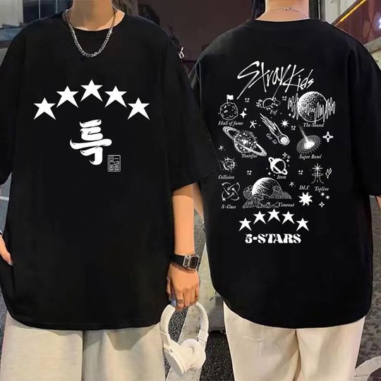 Kpop Stray Kids 5 Star T Shirts Music Album Print T-shirt