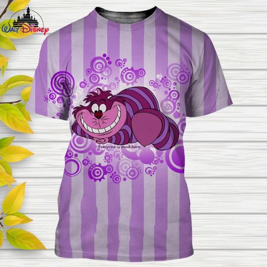 Alice in Wonderland Cheshire Cat Disney Shirt, Disney 3D Printed Shirt