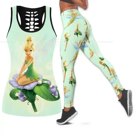 Summer New Disney Tinker bell Fitness Leggings Sports Set