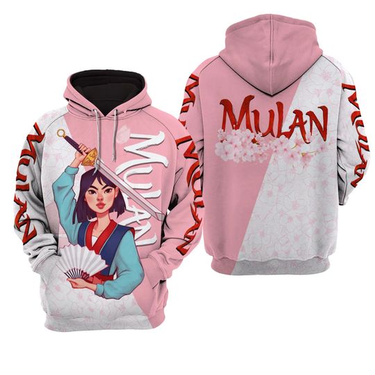 Disney Mulan 3D Hoodie Princess Mulan Warrior Pink 3D Hoodie