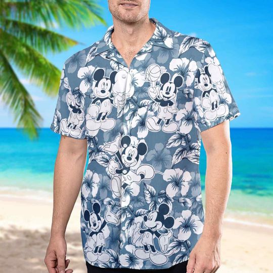 Disney Mickey Mouse Hibiscus Flowers Tropical Hawaiian