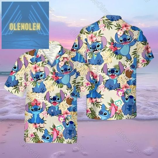 Disney Stitch Hawaiian Shirt, Stitch Button Shirt, Stitch Summer