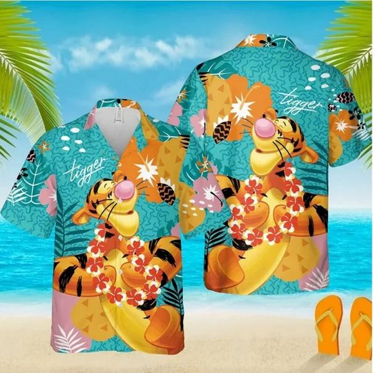 Discover Disney Tigger Hawaiian Shirt Summer Beach Trip Family Hawaiian