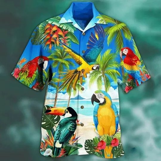 Discover Parrot Men's Casual Shirts Parrot Hawaiian Shirt