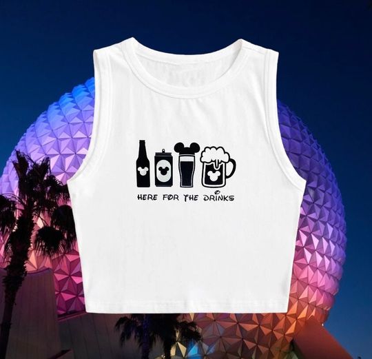 Here for the Drinks - Disney Epcot Inspired Crop Top Tank