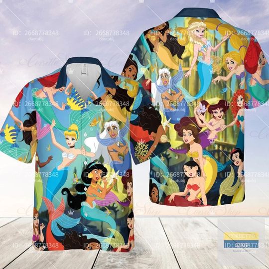 Princess Disney Swimming Summer Hawaiian Shirts