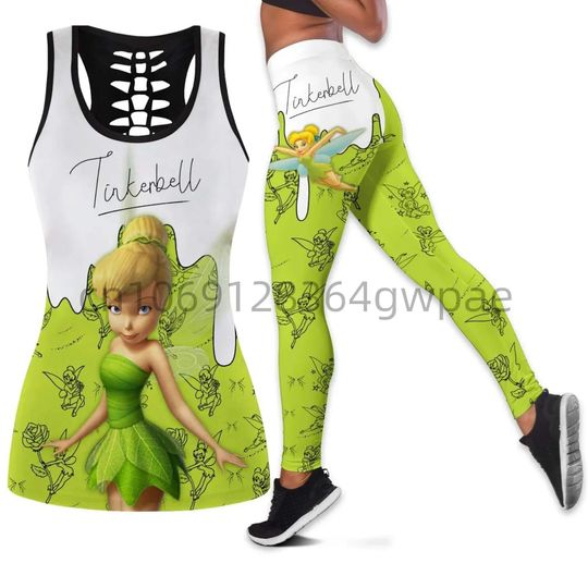 Tinker Bell Women's Cutout Tank Top Leggings Yoga Set