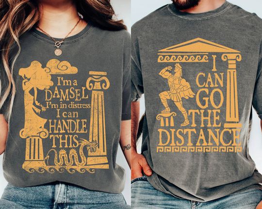 Disney Hercules Go The Distance Greek Megara I'm A Damsel Double Sided Shirt
