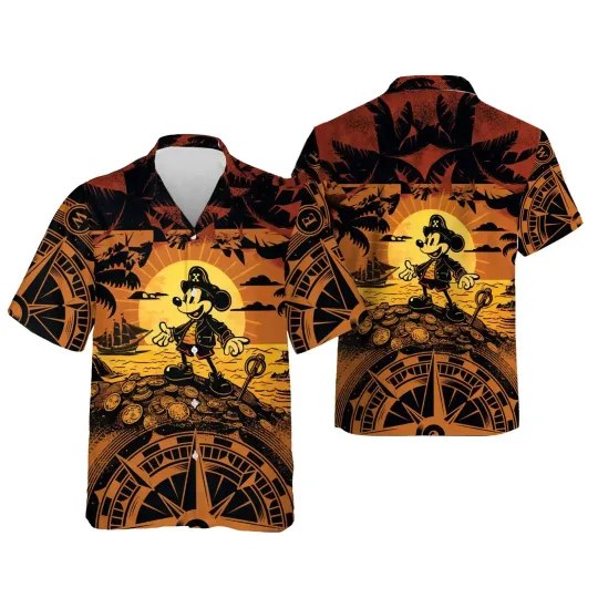 Discover Disney Pirates Mickey Mouse Treasure Map Hawaiian Shirt