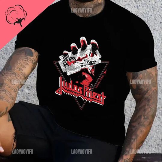 Judas Priest Printed Man T-shirt Famous Music Band Streetwear T-Shirt