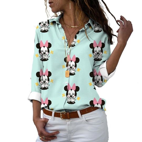 Spring Autumn Disney Minnie Anime Casual Shirt