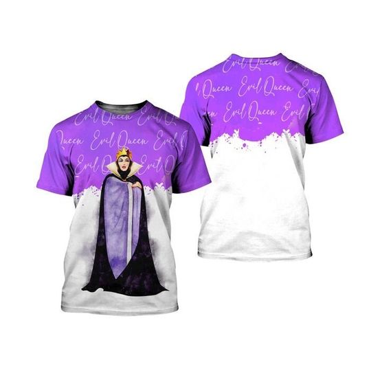 Evil Queen Villian Purple Watercolor Glitter Disney Graphics Cartoon T-Shirt