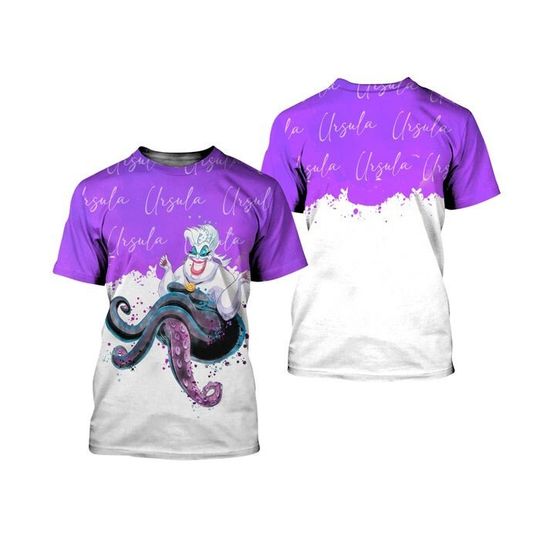 Ursula Villian Purple Watercolor Glitter Disney Graphics Cartoon T-Shirt