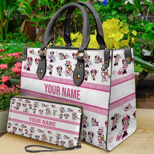 Pink Minnie Mouse Leather Handbag, Disney Mouse Bag